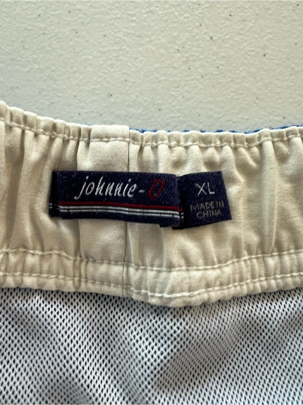 Johnnie-O Mens Elastic Surf Shorts Swim Trunks Blue Lightweight Drawstring Sz XL